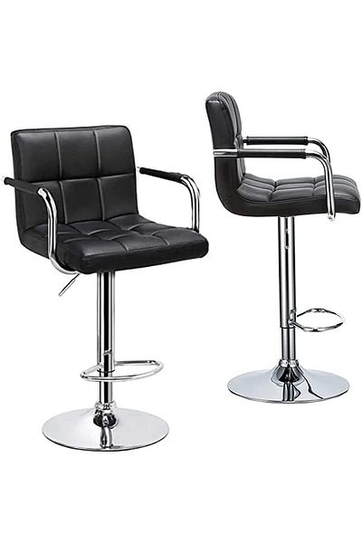 MAPLE HOME DECORATION Power Pu Adjustable Hight Bar Stool Swivl Hydraulic Bar Armchair With Backrest 360° Upholstered Seat