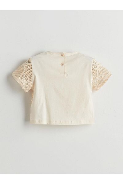 LC Waikiki Κεντημένο κοριτσίστικο μπλουζάκι LCW Kids Crew Neck