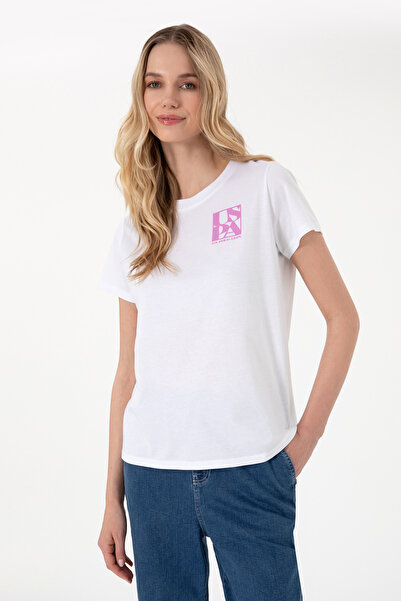 U.S. Polo Assn. Kadın Beyaz Bisiklet Yaka Tişört 50311719-VR013