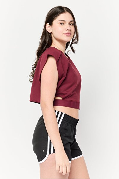 adidas Women Sportswear Fit Cap Sleeve Training Crop Top, Maroon