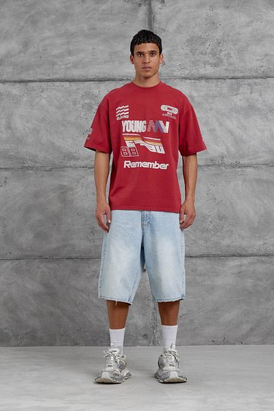 NOMARC Κόκκινο Remember Γραμμένο Καμμένο Oversize Tshirt