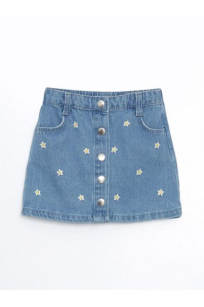 LC Waikiki Lcw Kids Adjustable Waist Floral Girls' Jean Skirt
