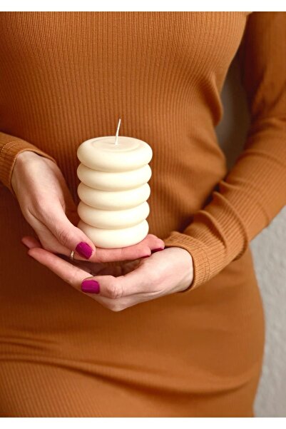 homeartplus Dekoratif Vanilya kokulu halka mum beyaz renk