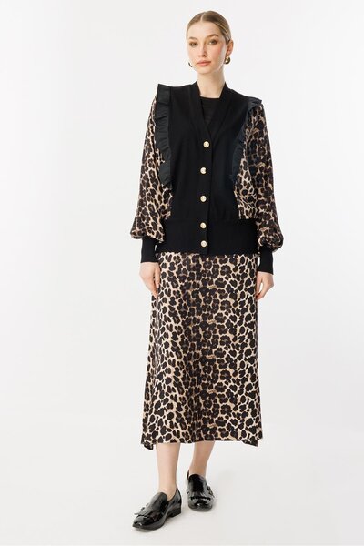 Ghisa LEOPAR DESENLİ FIRFIR DETAYLI HIRKA