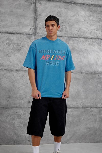 NOMARC Tricou oversize albastru Mrnearly scris