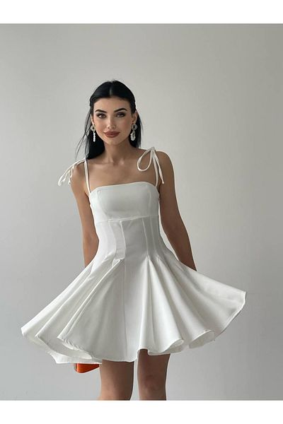 LOKADI Women's Strap Detailed Lined Mini Dress