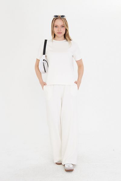 THIFF GYMWEAR White Women's Modal Fabric Short Sleeve Tracksuit Set