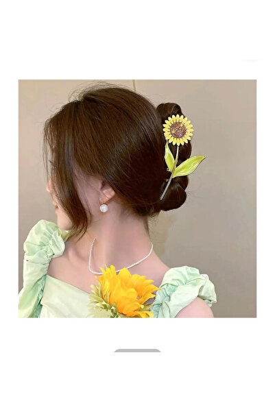 İnDerin Tendință cu cataramă din metal auriu de dimensiuni mari cu floarea so...