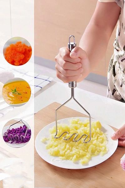 EceAksesuar Practical Luxury Potato Masher Stainless Steel Potato Masher Puree Maker Apparatus Durable Masher