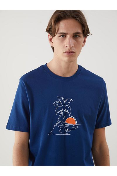 LC Waikiki Ανδρικό μπλουζάκι με στάμπα με λαιμόκοψη