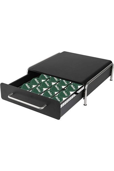 Quasar & Co. Holder for 36 Coffee Capsules ®, With Coffee Maker Holder, 31.5x30.5x10cm, Metal, Black