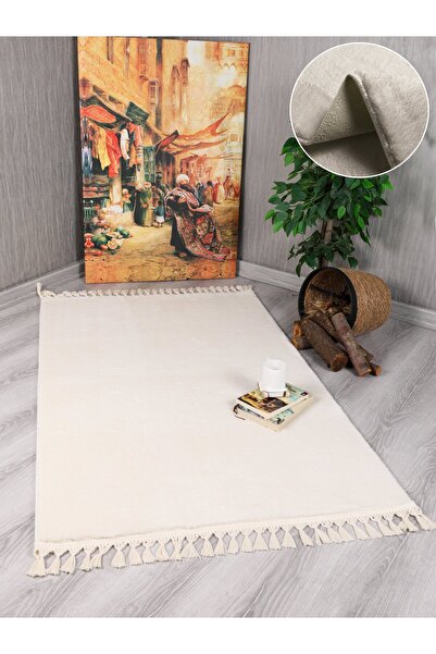 Myevilla My Evilla Modern Dekoratif Örgü Saçaklı Puffy Peluş Halı Yolluk