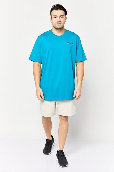 adidas Men Sportswear Fit Short Sleeves Outdoor T-shirt, Teal Blue