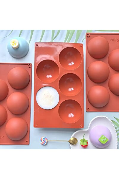 Siliko World 5 قطع مافن نصف كروي، شوكولاتة، قالب كيك، قالب سيليكون 8 سم