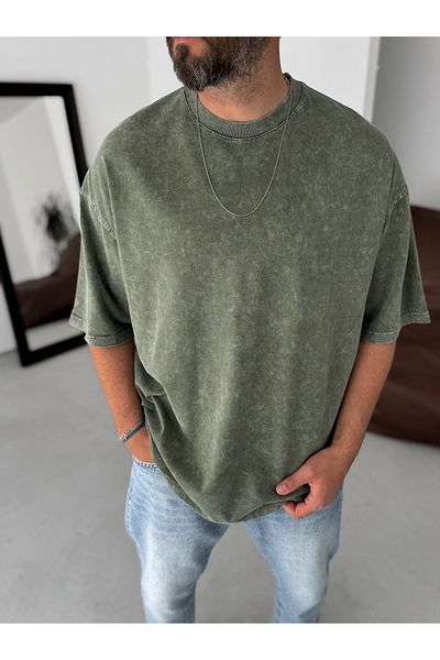 BYBASICMAN Khaki Washed Oversize T-Shirt Jj-296