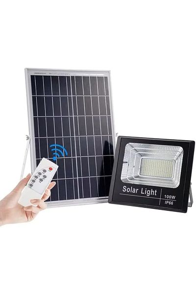 Generic Roska 100W Solar LED Flood Light with Remote, IP65 Waterproof, Dusk to Dawn Outdoor Lamp