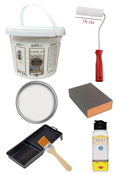 arttone Artdeco Multi Surface Akrilik Boya 1 KG Beyaz Rulo ve Fırça Tavası Su...