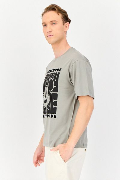 Disney Men Crew Neck Short Sleeves Mickey Mouse T-shirt, Grey