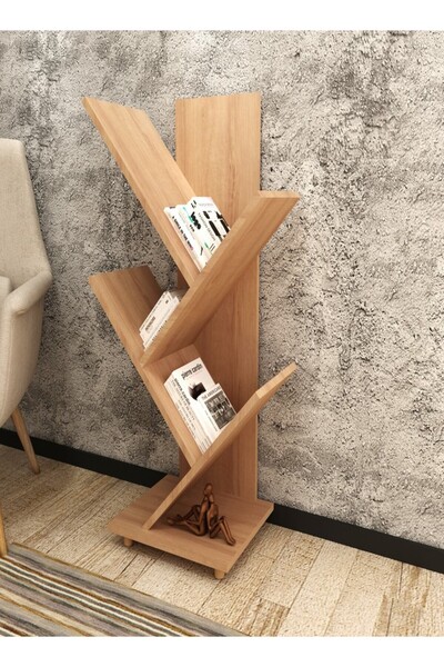 pilati 3-Tier Decorative Bookshelf Rack for Living Room and Home, Walnut Color