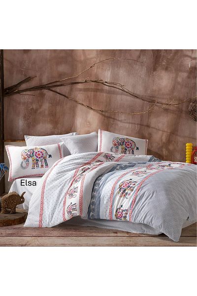 Karden Flower Elsa Ranforce Cotton Double Duvet Cover Set