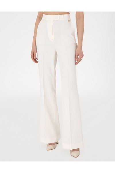 Pierre Cardin White Flare Fit Fabric Pants 50300095-Vr013