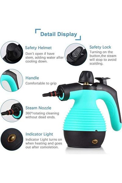 Denx 1050W Portable Handheld Steam Cleaner, With 11 PCS Accessory, 110V, 350ml, Deep Cleaning, Green