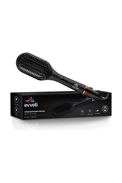 evvoli فرشاة شعر، فرد، مشط معدني مطلي بالسيراميك، سخان PTC، EVHC-HB66B