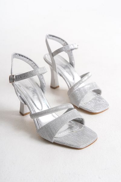Nexs Pantofi de seară argintii cu dungi duble de damă