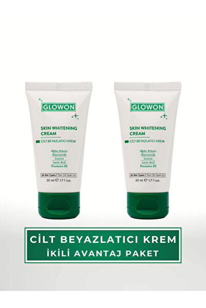 GLOWON Arbutin Leke Karşıtı Cilt Beyazlatıcı Krem 2’li Set Aydınlatıcı 2x50 ml