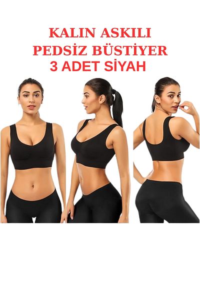 EMBA KORSE 3 Pack Chest Enhancer Thick Strap Non-Padded Bra Corset Sports Bra Bustier Half Tank Top