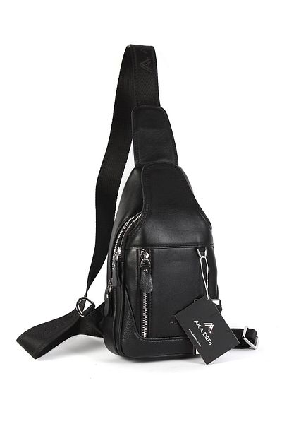 Aka Deri Shoulder Strap Crossbody Bag Plain Black 340 1