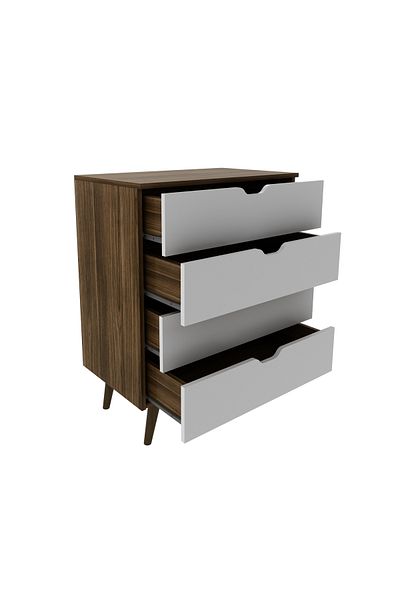 pilati 4 Drawer Sideboard for Living Room and Home, Brown with White