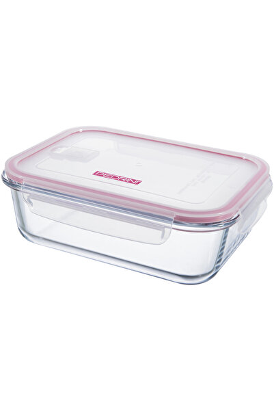 Pedrini صندوق زجاجي كبير، 1500 مل، بغطاء بلاستيكي، شكل مستطيل