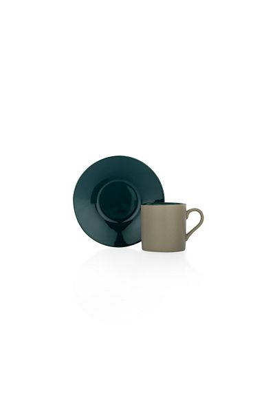 Schafer Aurora Coffee Cup Set for 2 People 4 Pieces-Grey/Green