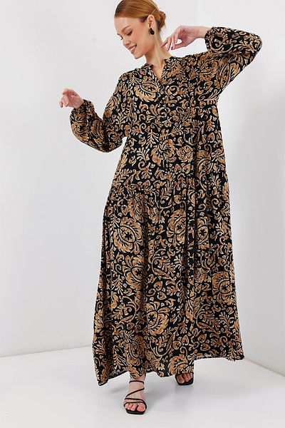 Bigdart 2423 Φόρεμα Hijab με αυθεντικό σχέδιο - Μαύρο10