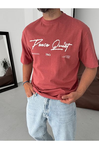 BYBASICMAN Tile Peace Printed Oversize T-Shirt Yp-5066