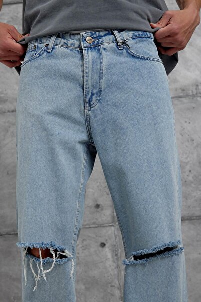 NOMARC Μπλε Cth Σχισμένο Λεπτομερές φαρδύ τζιν