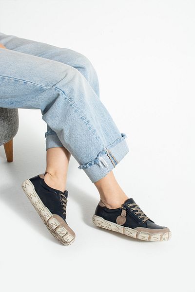 Getcho Serpa Women's Genuine Leather Dark Navy Blue Casual Shoes