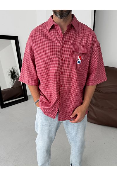 BYBASICMAN Red Plaid Pocket Detailed Shirt Bs-002