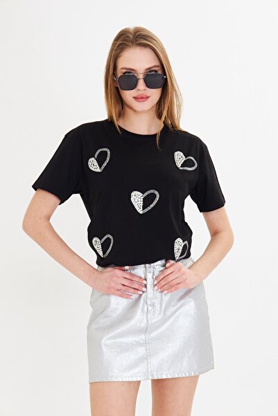 TIFFANY&TOMATO Kalpli Taş İşlemeli T-Shirt