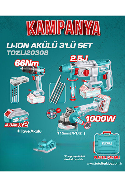 Genel Markalar 3LÜ PROFESYONEL AKÜLÜ DARBELİ MATKAP SET