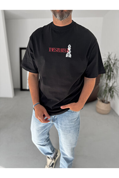 BYBASICMAN Черна стратегия, отпечатана на голяма тениска YP-5060