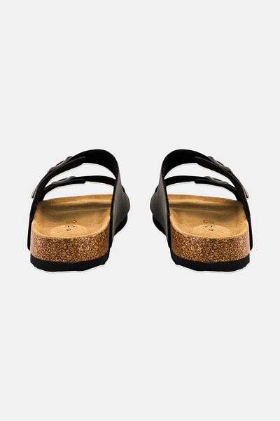 Algspar Men Double Monk Strap Slip On Cork Sandals, Grey
