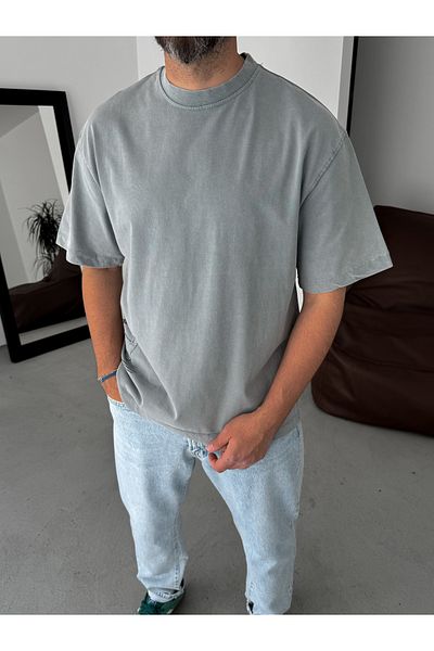 BYBASICMAN Gray Back Piece Oversize T-Shirt Yp-5058