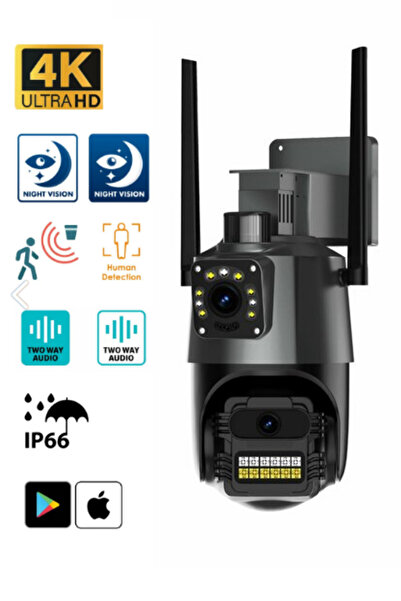 Sarftech 2+2 Mp Hd 4K Ip Kamera Wifi Özellikli Hareket Takipli Gece Sensörlü Güvenlik Kamerası Blm-61