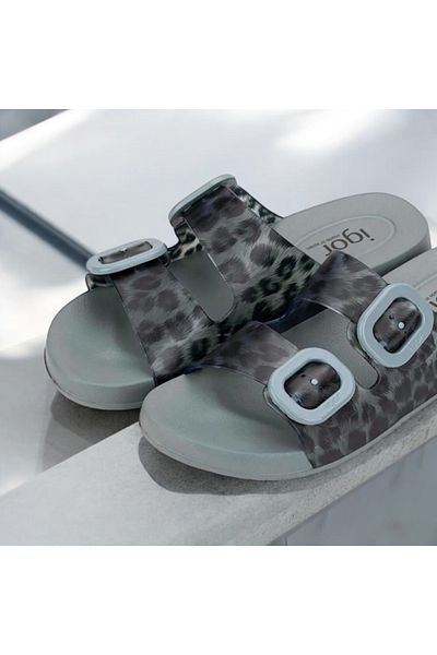 IGOR Habana Leo Green, Women's Slippers, Non-Slip Sole, Adjustable Belt
