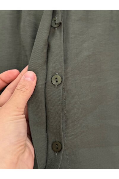 Ebrar Store Morcote Metal Button Pointed Collar Pants Suit-Bn4377 Khaki