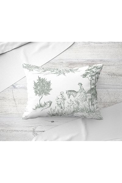 Filamente Double Sided Throw Pillow Cover Toile De Jouy Style