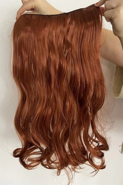 little Luv Yarımay Postiş - Yarım Ay Çıt Çıt Saç / Bakır / Dalgalı / 60cm - HT13