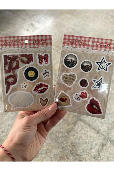 Planet Butik Red Star 2 Sheet Sticker
